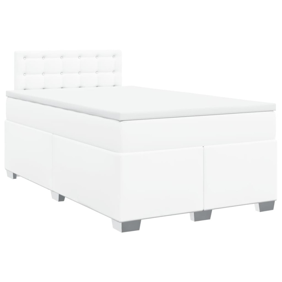 Cama box spring con colchón cuero sintético blanco 120x200