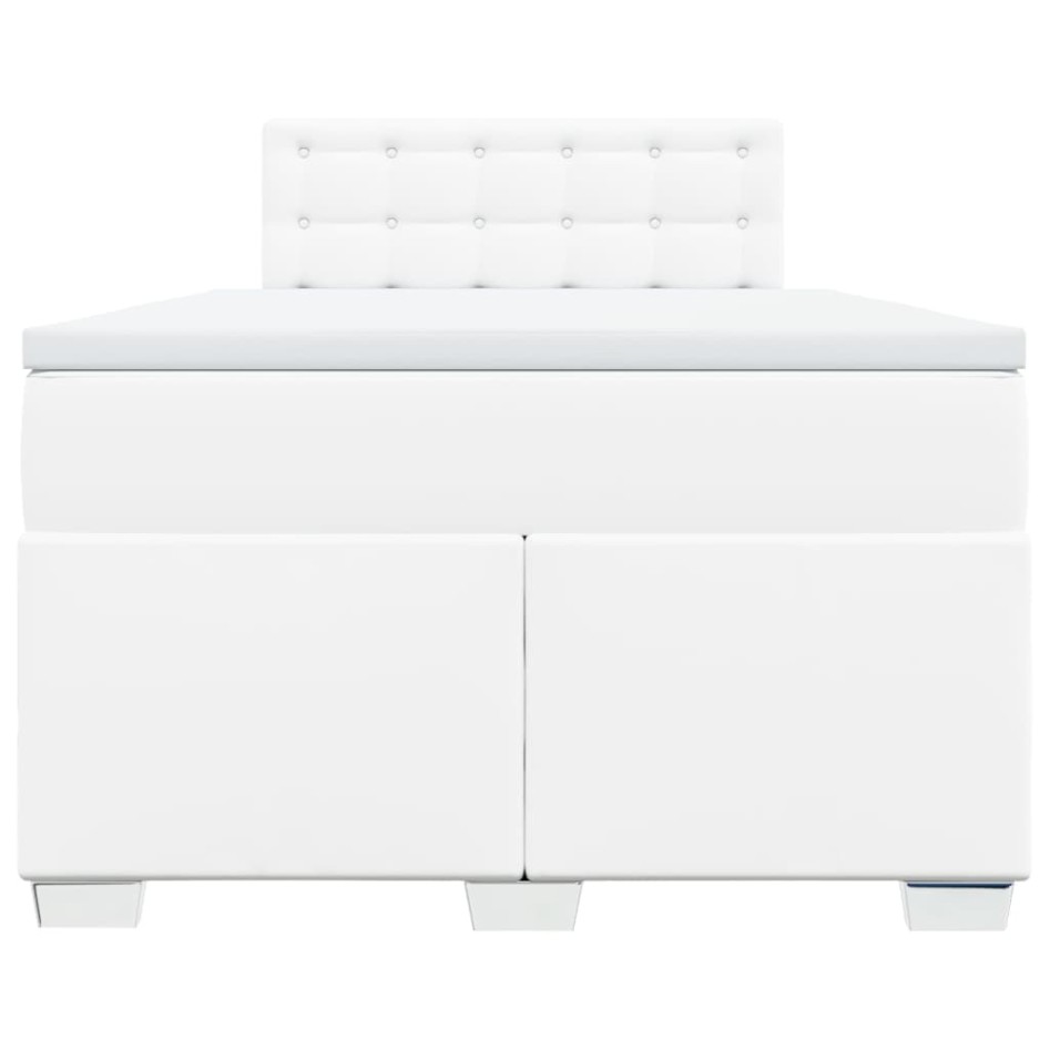 Cama box spring con colchón cuero sintético blanco 120x200