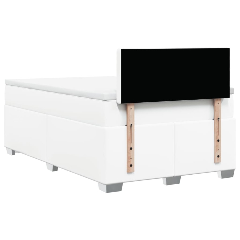 Cama box spring con colchón cuero sintético blanco 120x200