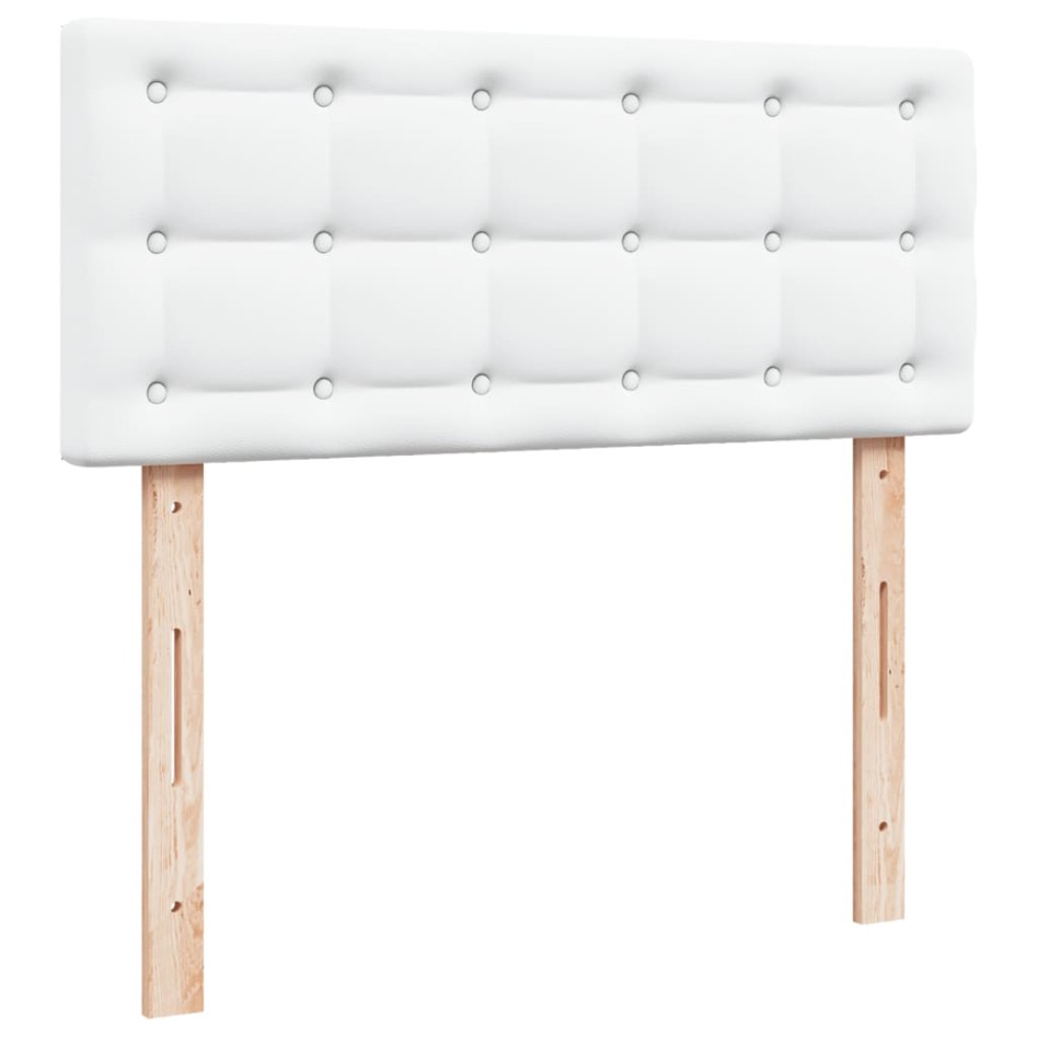 Cama box spring con colchón cuero sintético blanco 120x200
