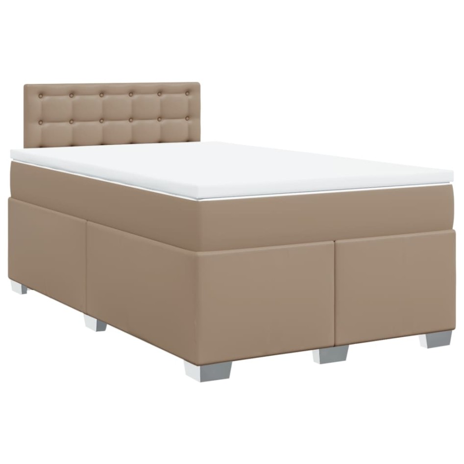 Cama box spring con colchón cuero sintético capuchino