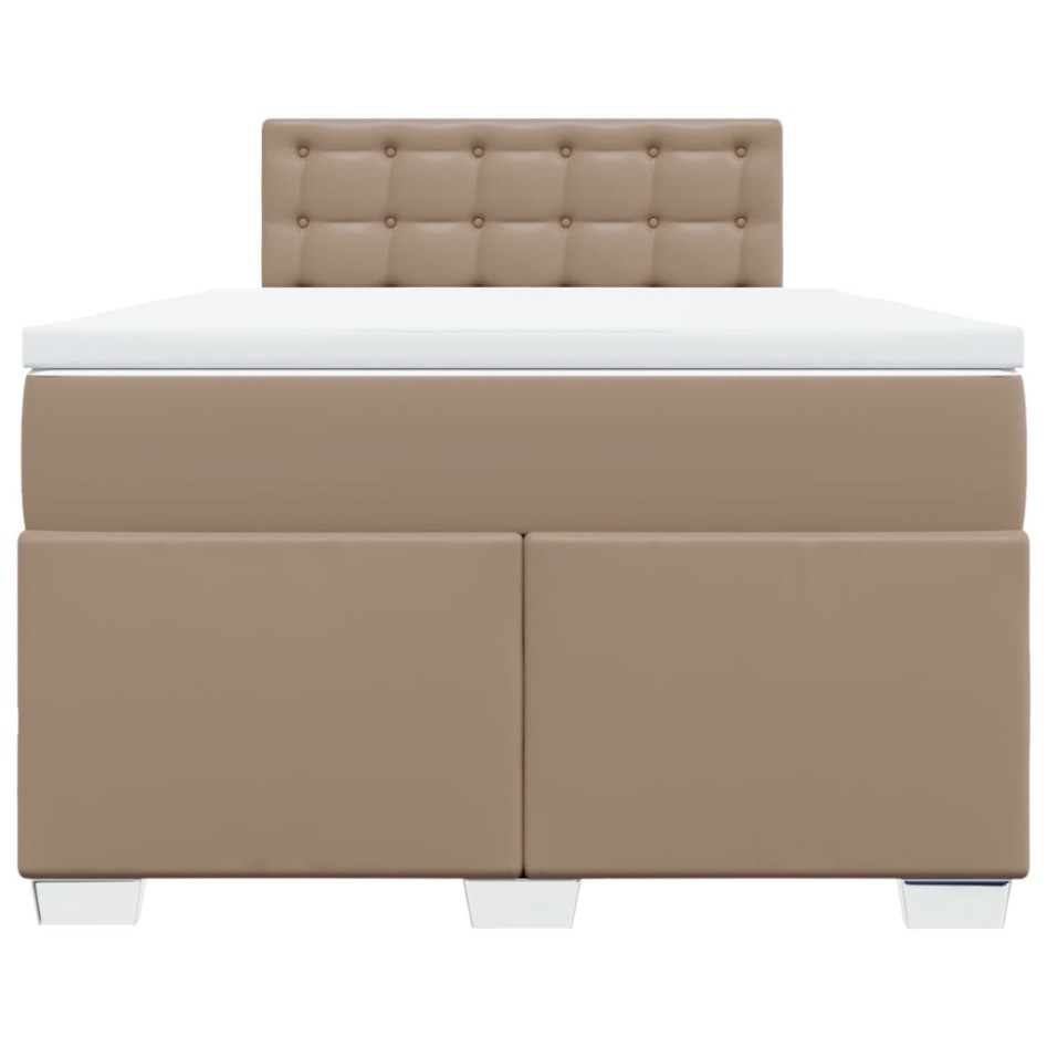 Cama box spring con colchón cuero sintético capuchino