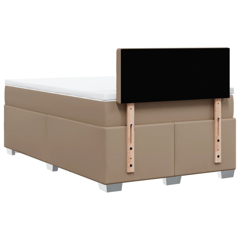 Cama box spring con colchón cuero sintético capuchino