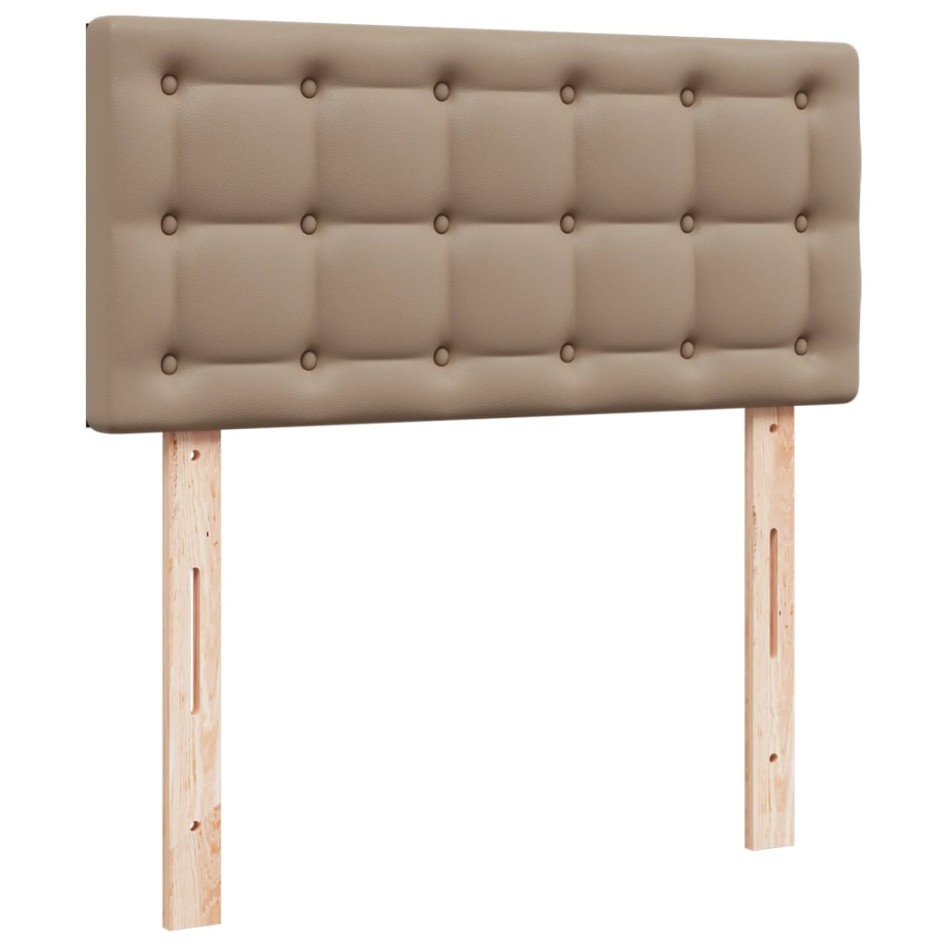 Cama box spring con colchón cuero sintético capuchino