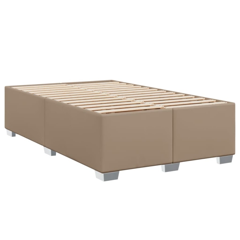 Cama box spring con colchón cuero sintético capuchino