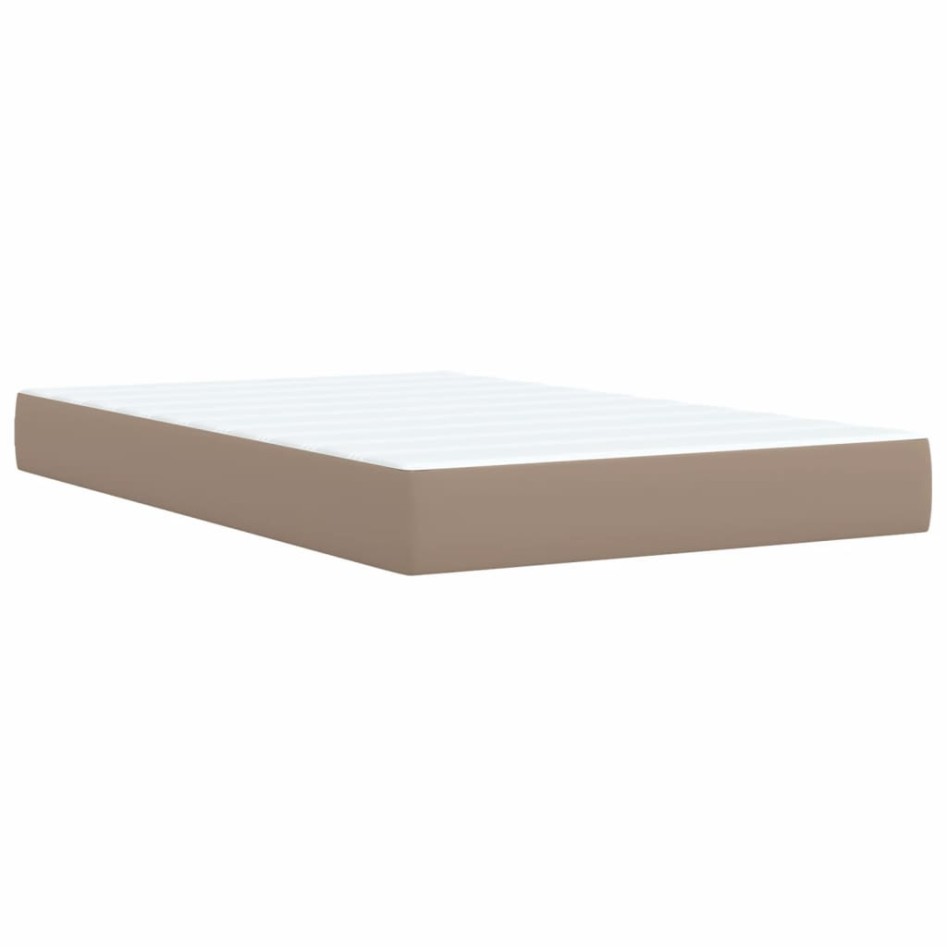 Cama box spring con colchón cuero sintético capuchino