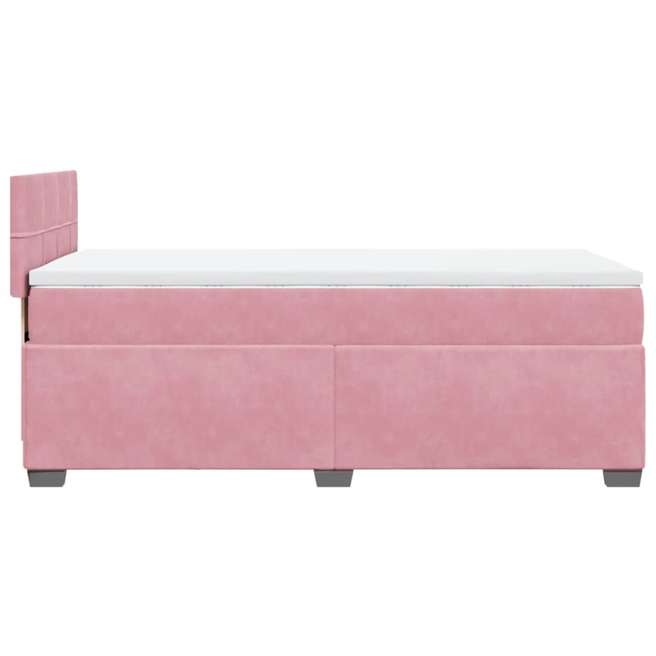 Cama box spring con colchón terciopelo rosa 100x200