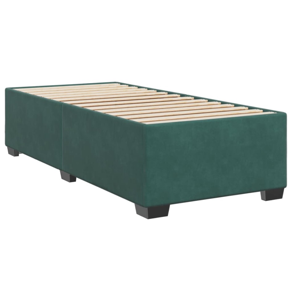 Cama box spring con colchón terciopelo verde oscuro 90x190