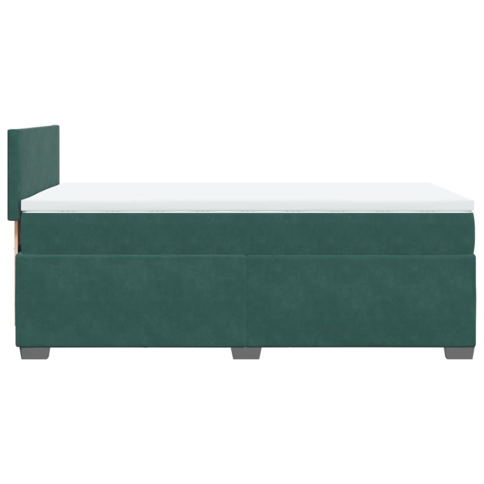 Cama box spring con colchón terciopelo verde oscuro 90x190