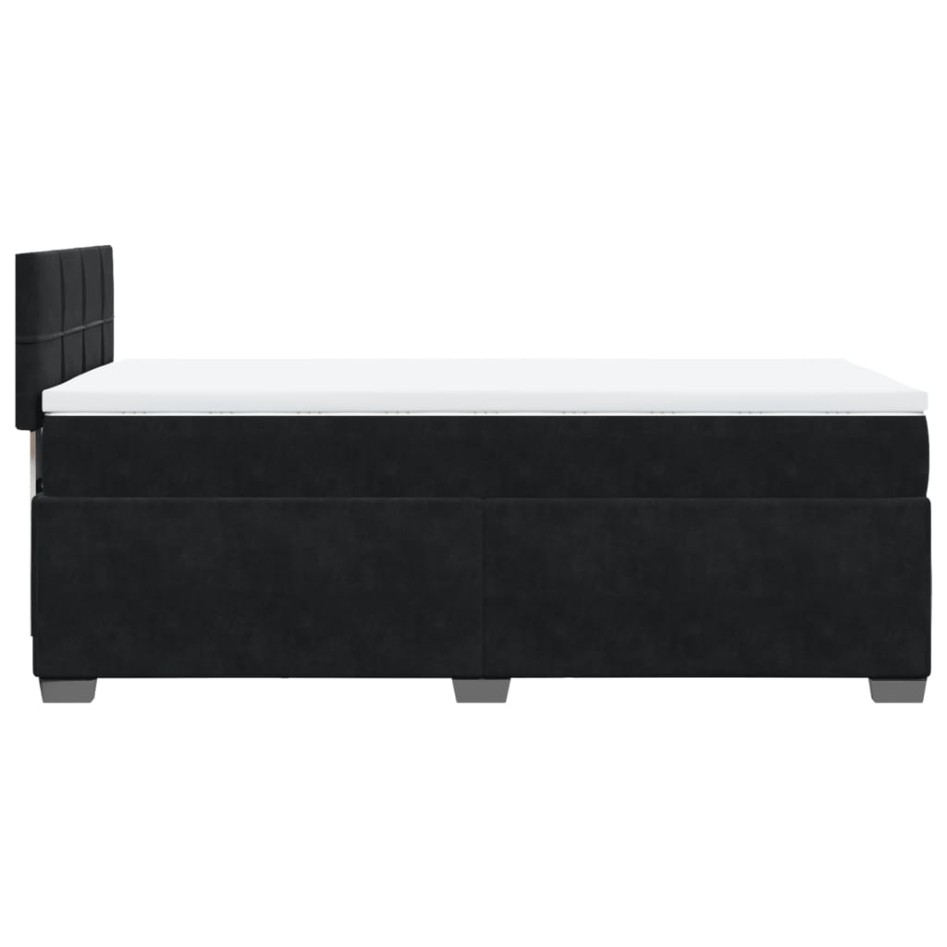 Cama box spring con colchón terciopelo negro 90x200