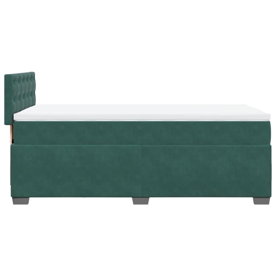 Cama box spring con colchón terciopelo verde oscuro 90x200