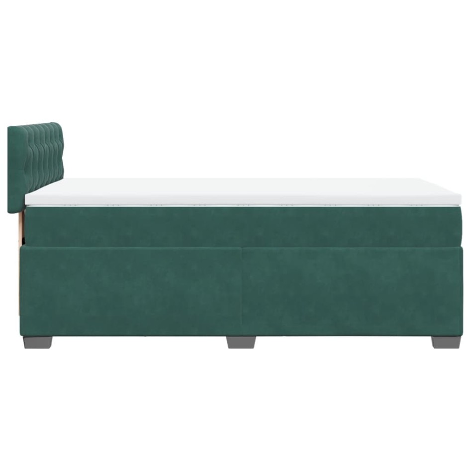 Cama box spring con colchón terciopelo verde oscuro 90x190