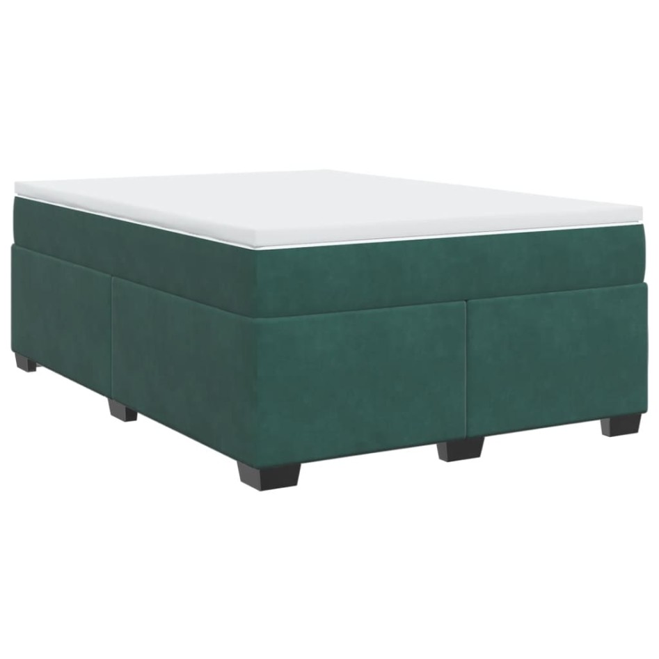 Cama box spring con colchón terciopelo verde oscuro 140x200