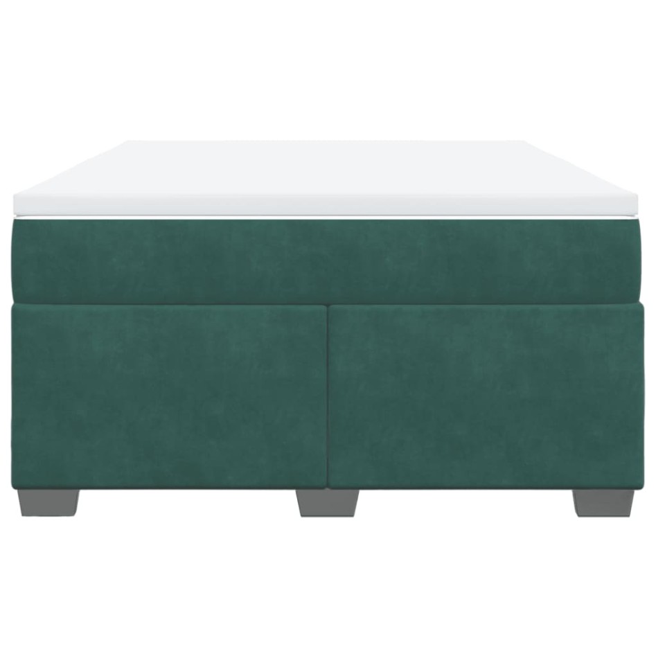 Cama box spring con colchón terciopelo verde oscuro 140x200