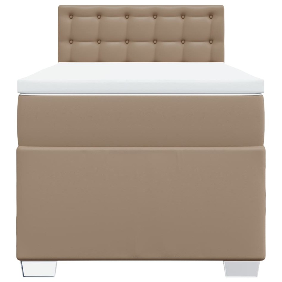 Cama box spring con colchón cuero sintético capuchino 90x190