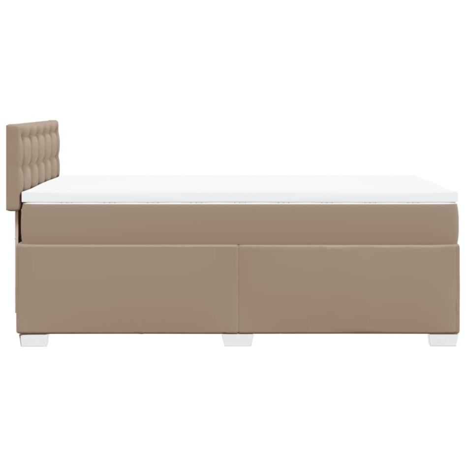 Cama box spring con colchón cuero sintético capuchino 90x190