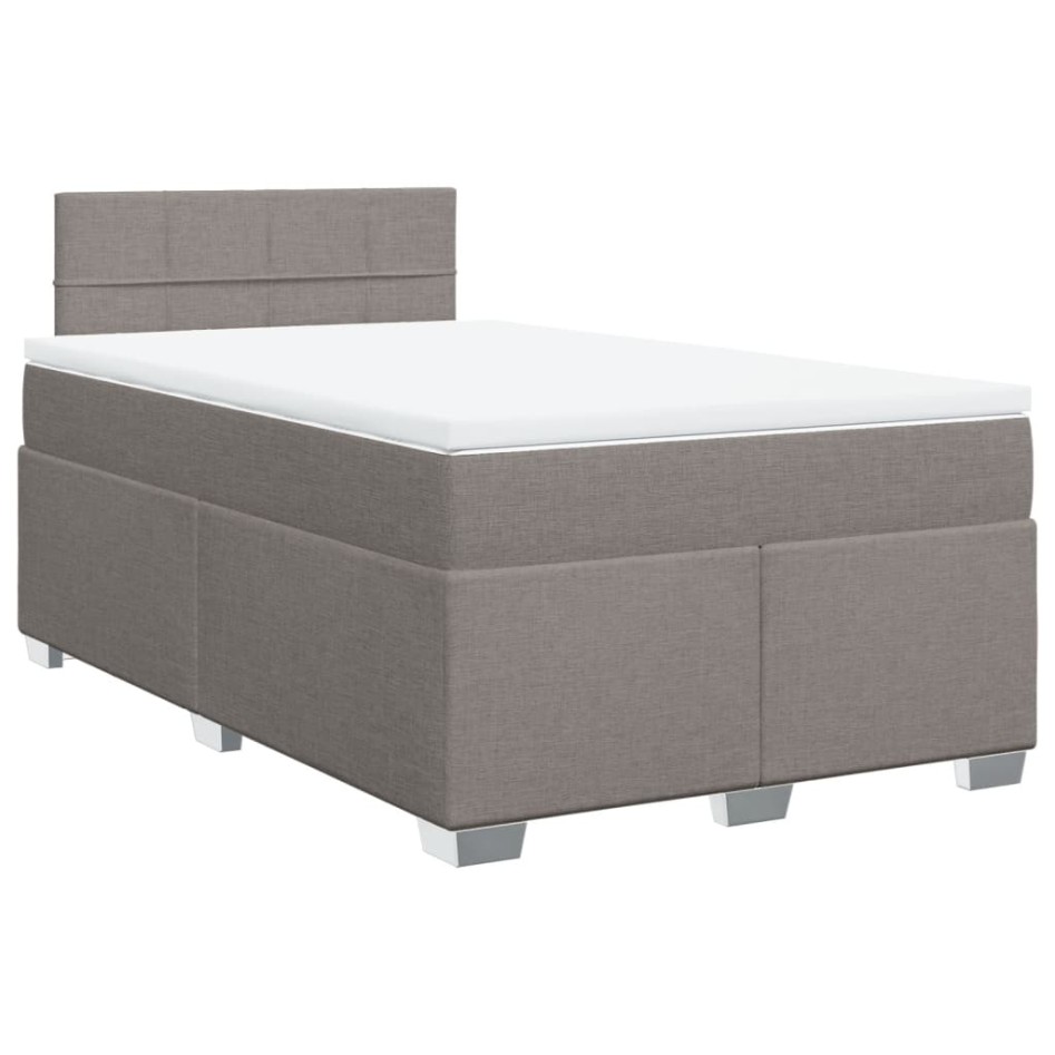 Cama box spring con colchón tela gris taupe 120x200