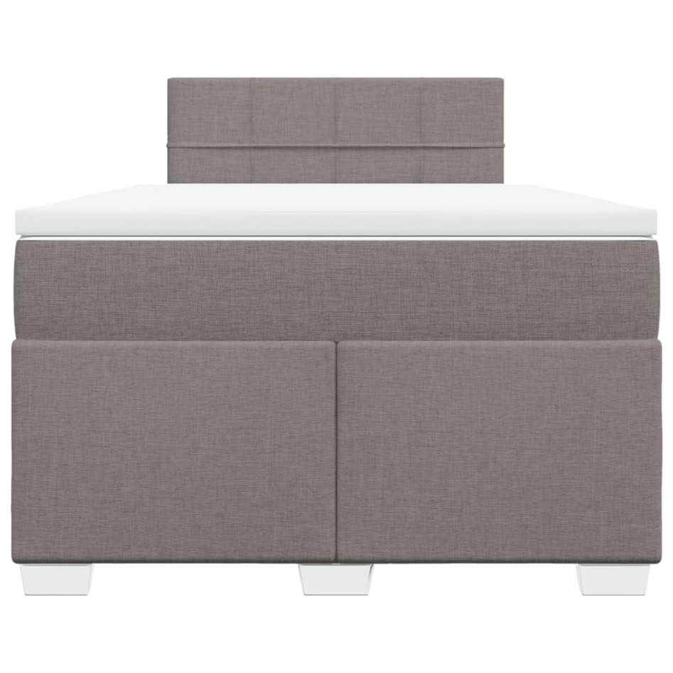 Cama box spring con colchón tela gris taupe 120x200
