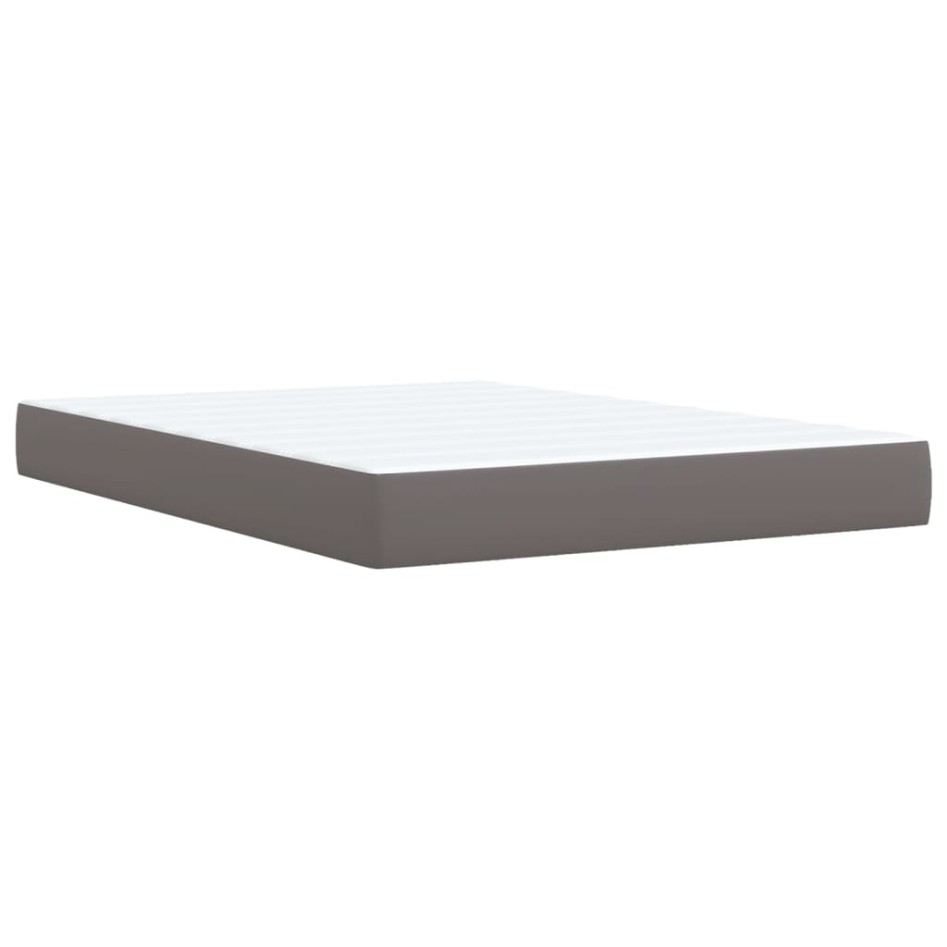 Cama box spring con colchón cuero sintético gris 140x190