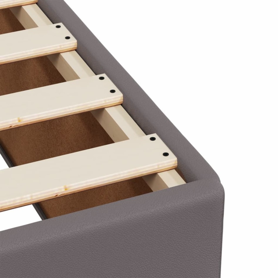 Cama box spring con colchón cuero sintético gris 140x190