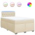 Cama box spring con colchón tela color crema 120x200