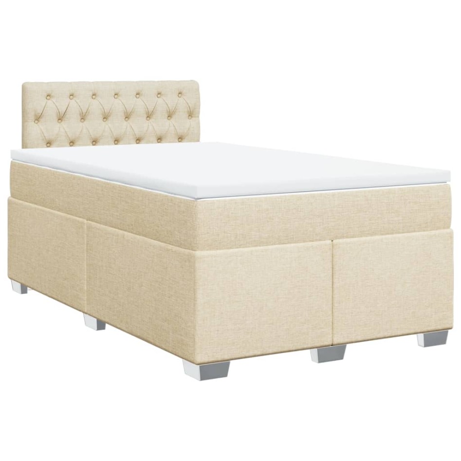 Cama box spring con colchón tela color crema 120x200