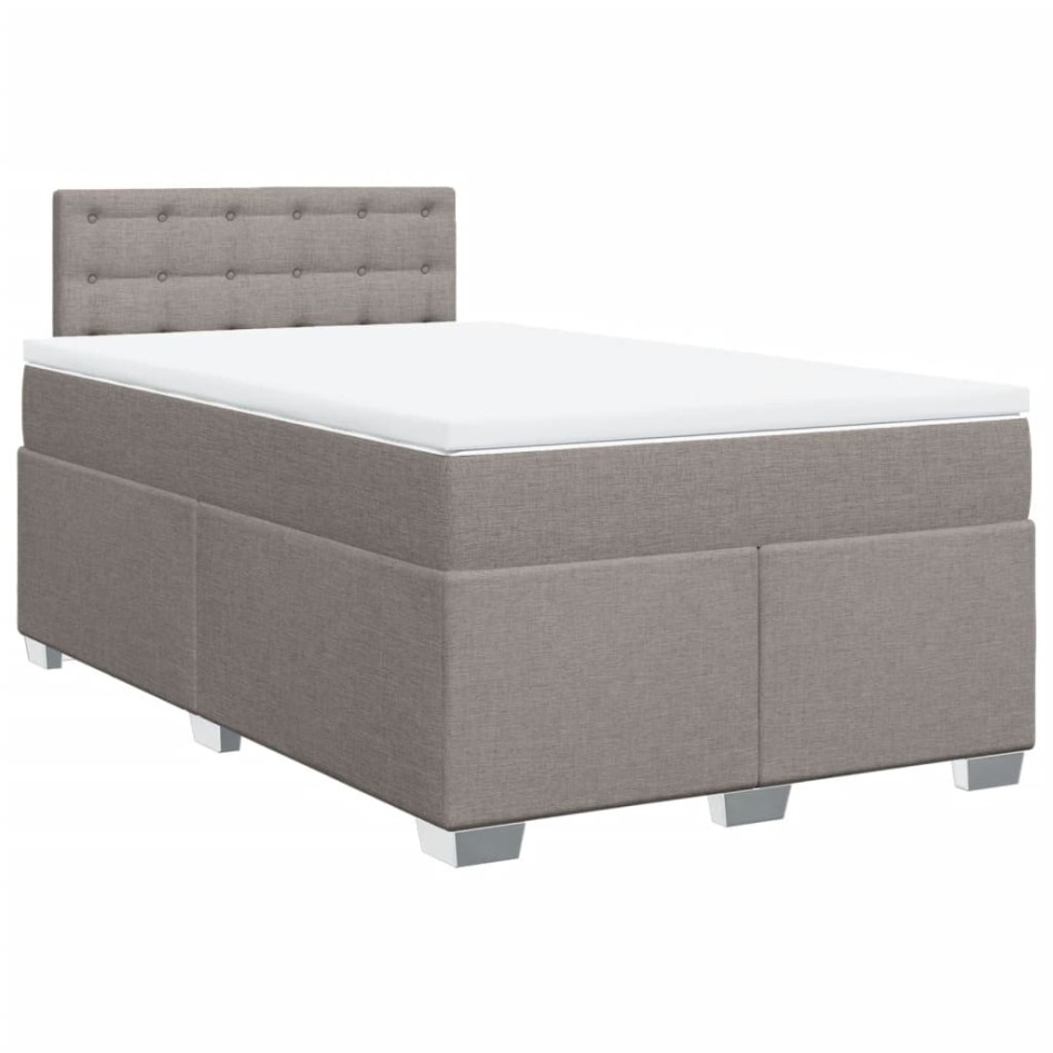 Cama box spring con colchón tela gris taupe 120x200