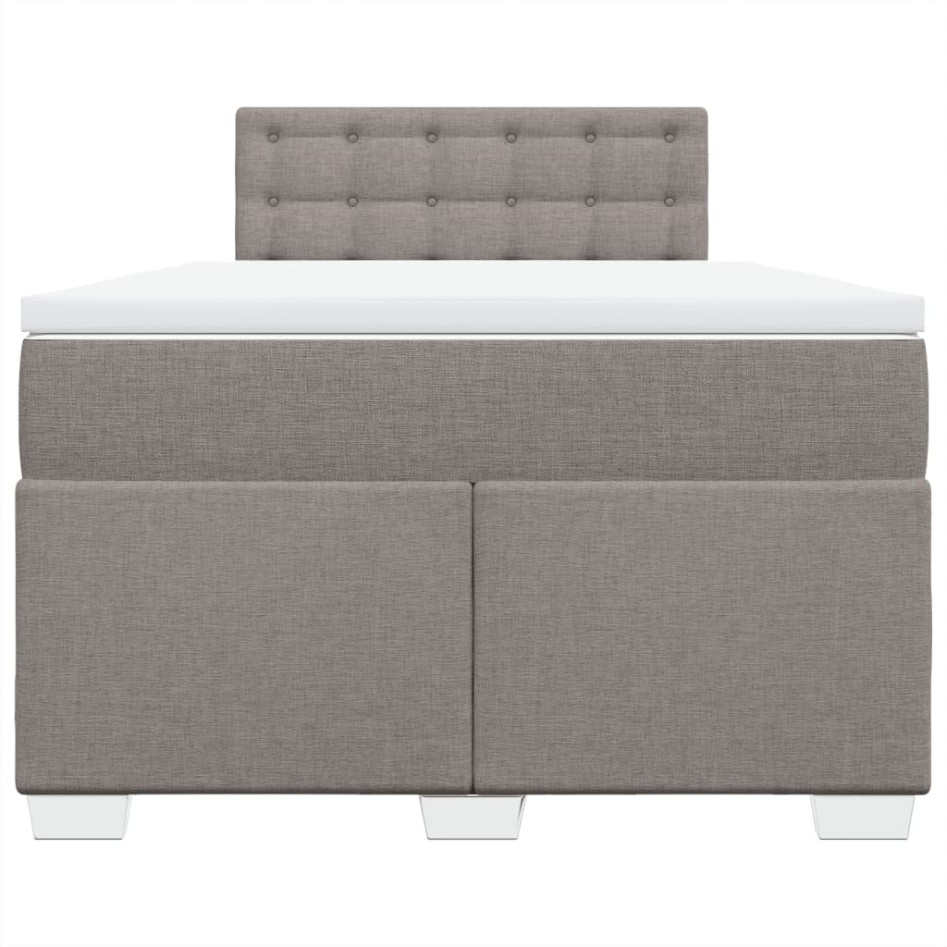 Cama box spring con colchón tela gris taupe 120x200