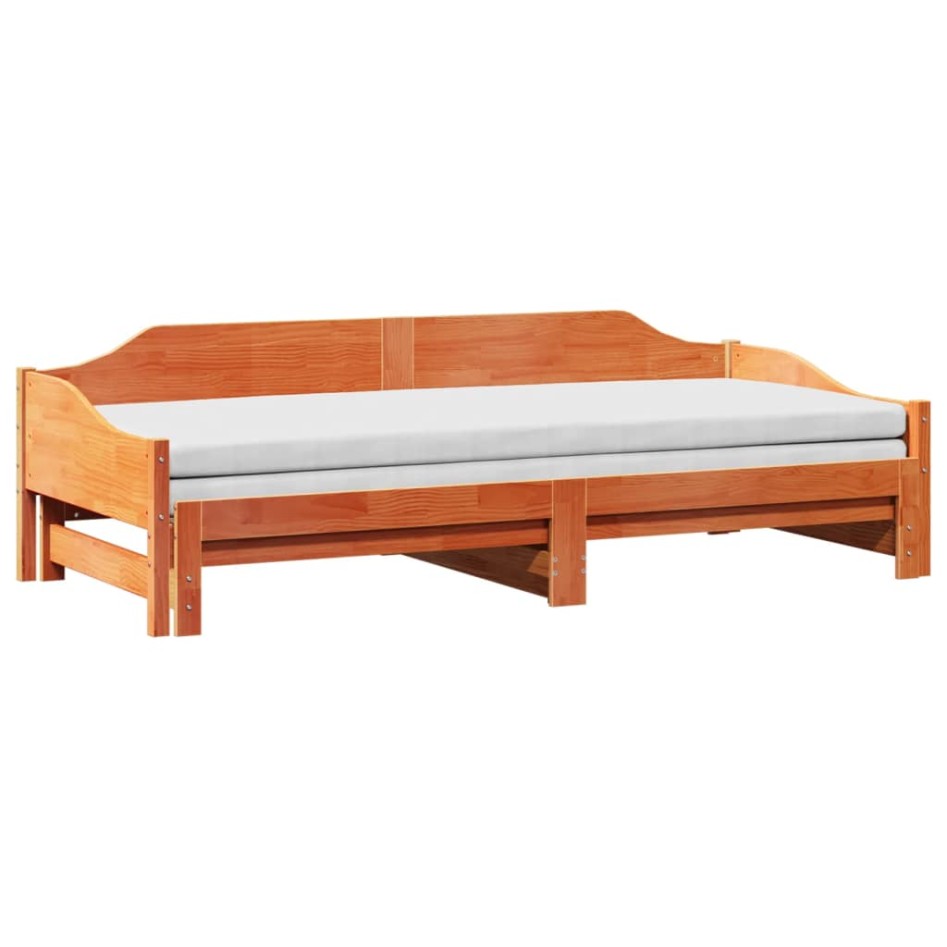 Sofá cama nido madera maciza de pino marrón cera 90x200