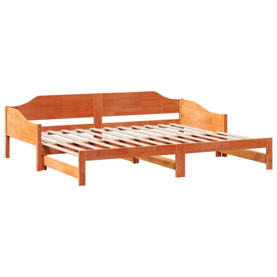 Sofá cama nido madera maciza de pino marrón cera 90x200