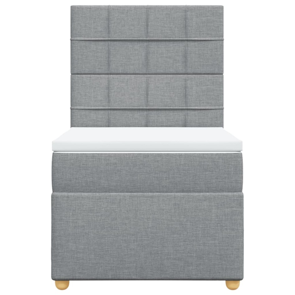 Cama box spring con colchón tela gris claro 80x200