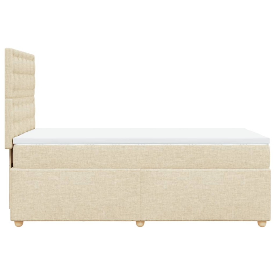 Cama box spring con colchón tela color crema 80x200