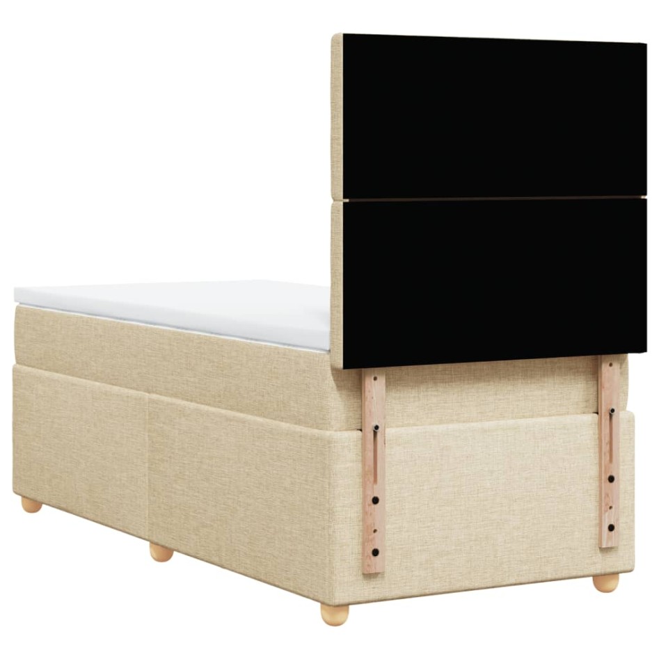 Cama box spring con colchón tela color crema 80x200