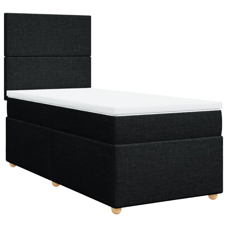Cama box spring con colchón tela negro 90x190