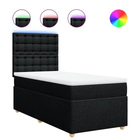 Cama box spring con colchón tela negro 90x190