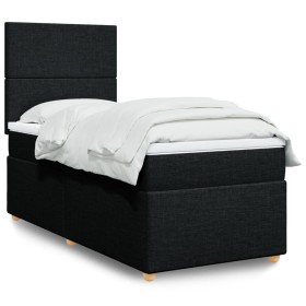 Cama box spring con colchón tela negro 90x200
