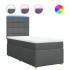 Cama box spring con colchón tela gris oscuro 90x200