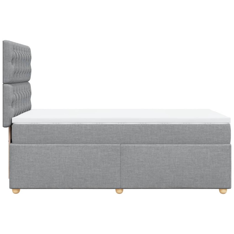 Cama box spring con colchón tela gris claro 90x200