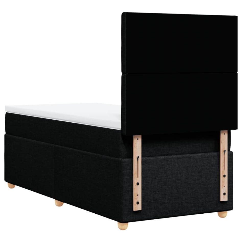 Cama box spring con colchón tela negro 90x200