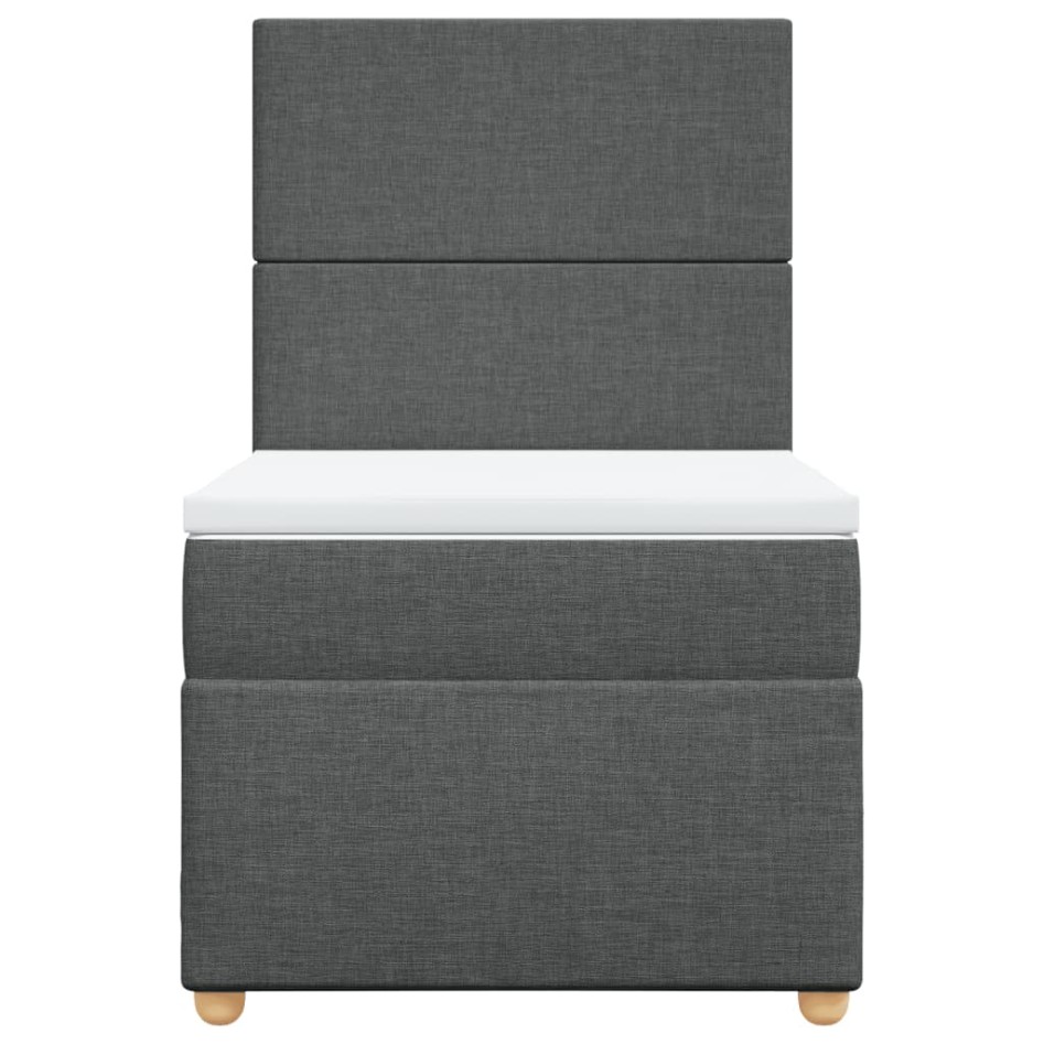 Cama box spring con colchón tela gris oscuro 100x200