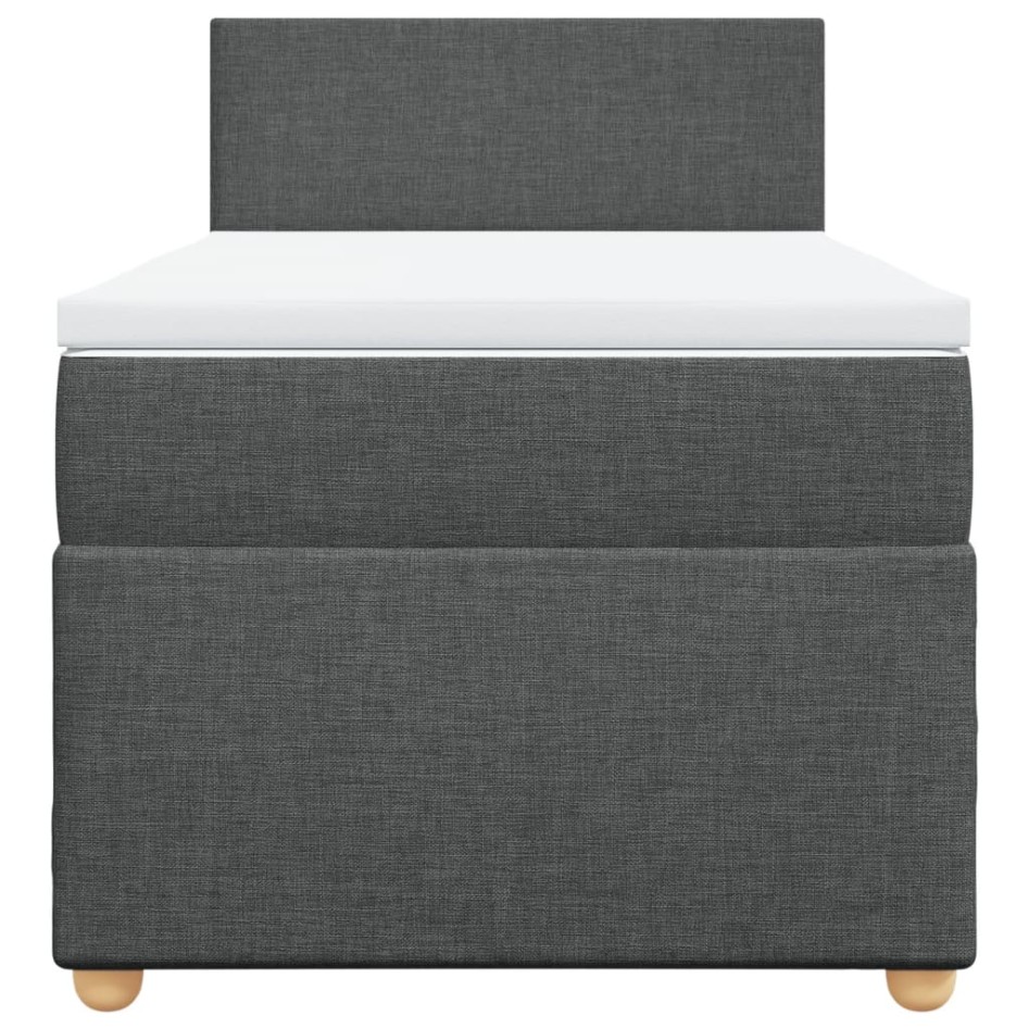Cama box spring con colchón tela gris oscuro 90x200