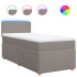 Cama box spring con colchón tela gris taupe 90x200