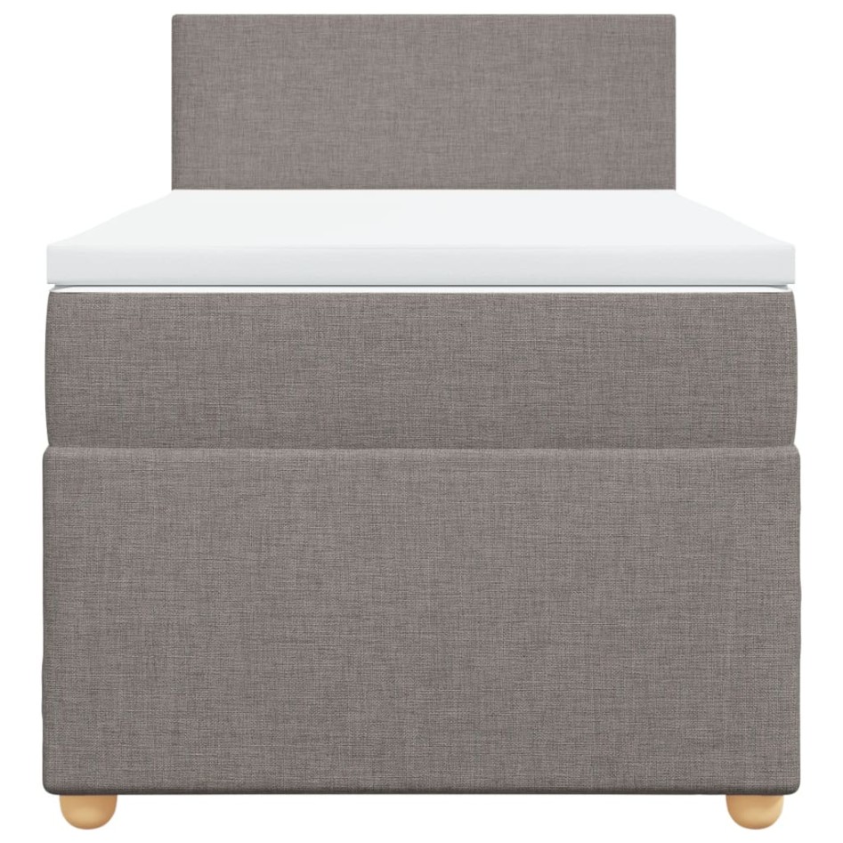 Cama box spring con colchón tela gris taupe 90x200