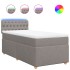 Cama box spring con colchón tela gris taupe 90x200