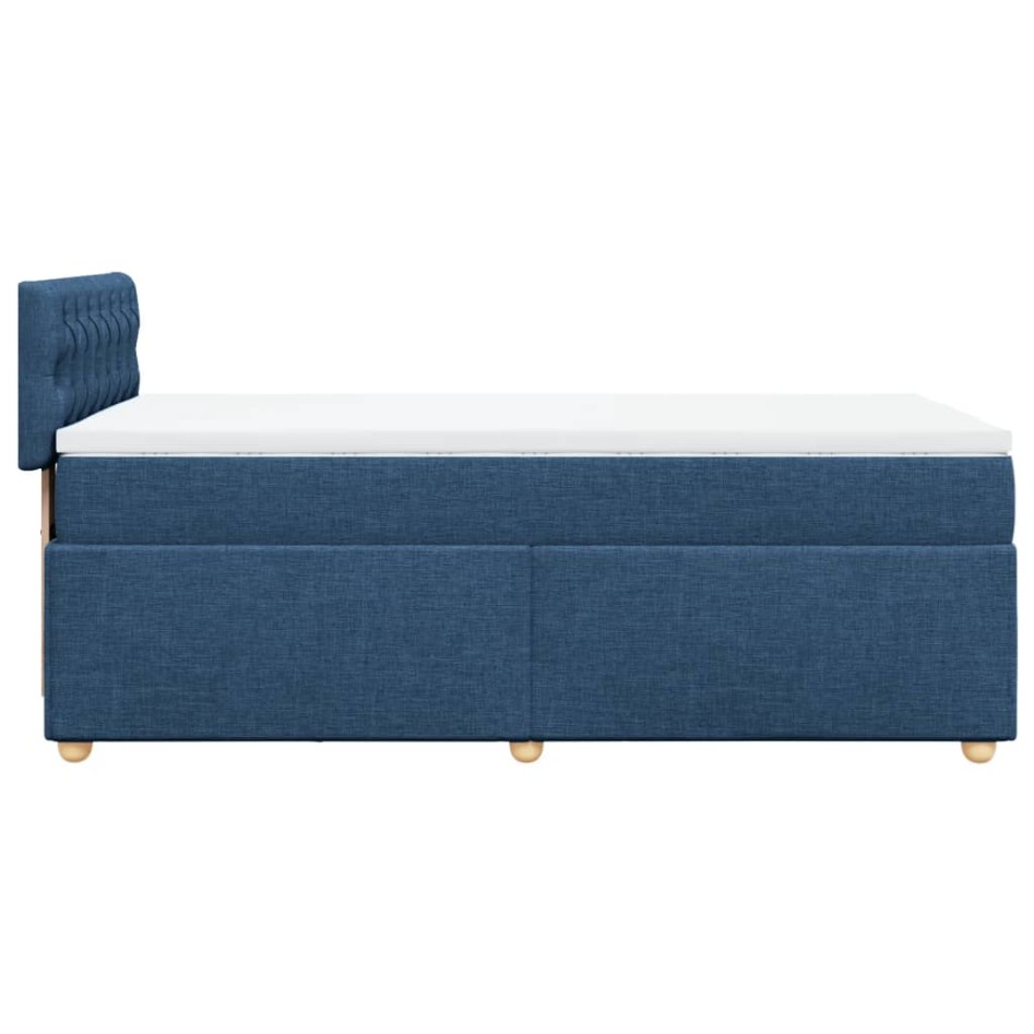 Cama box spring con colchón tela azul 90x200