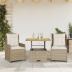 Sillas y mesita de jardín 3 piezas ratán sintético cojín beige