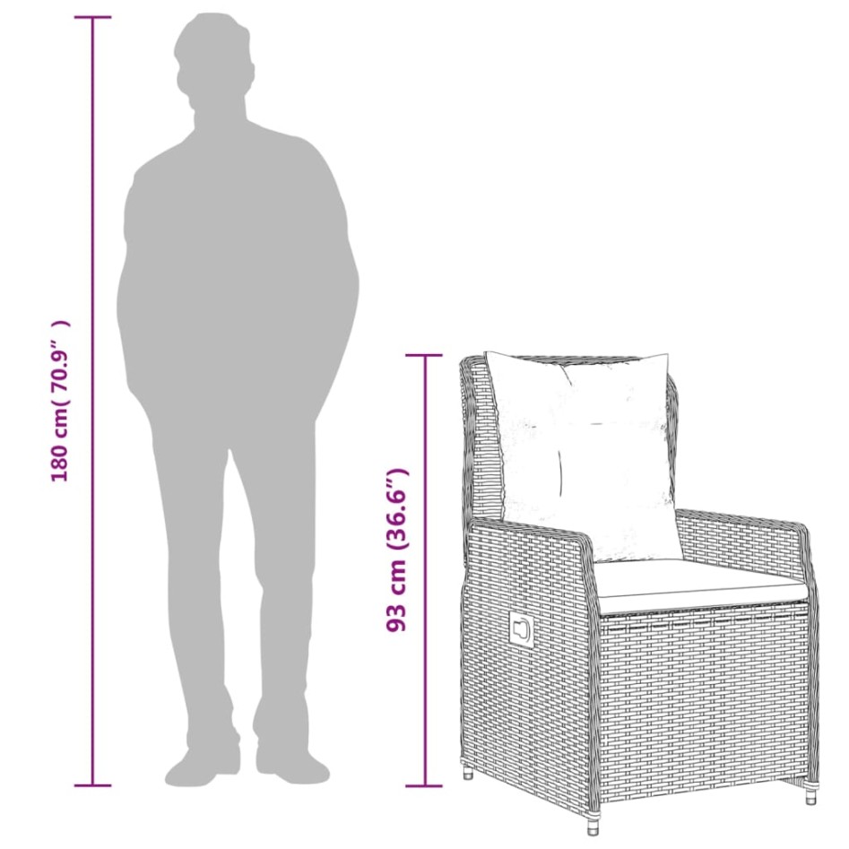 Sillas y mesita de jardín 3 piezas ratán sintético cojín