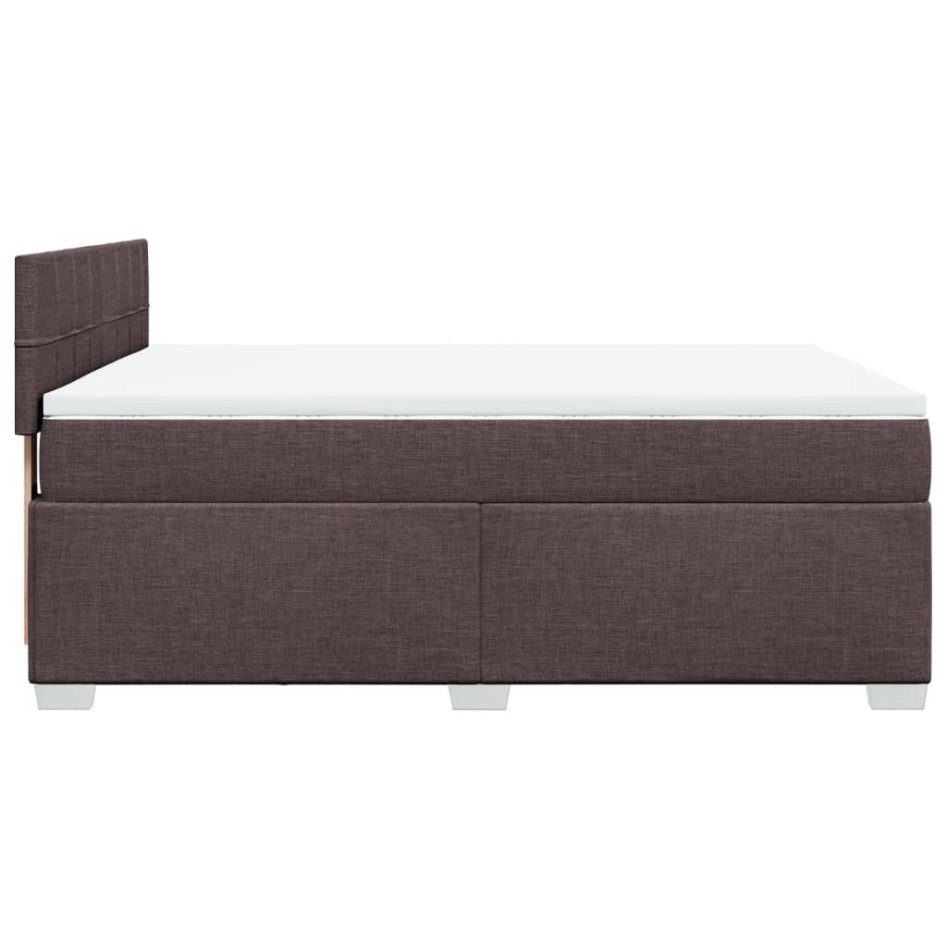 Cama box spring con colchón tela marrón oscuro 140x190