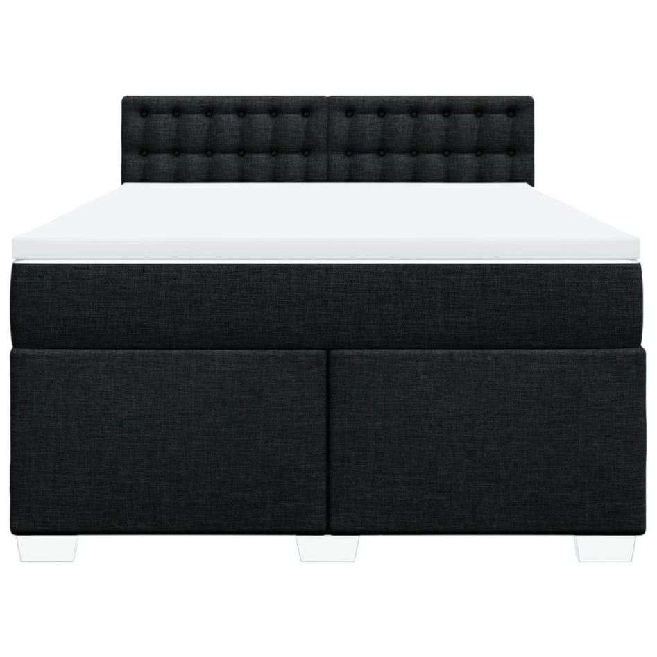 Cama box spring con colchón tela negro 140x190
