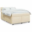Cama box spring con colchón tela color crema 140x190 cm
